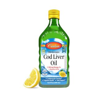 Carlson - Cod Liver Oil, 1100 mg Omega-3s, Liquid Fish Oil Supplement, Wild-Caught Norwegian Arctic, Sustainably Sourced Nordic Fish Oil Liquid, Lemon, 500 ml