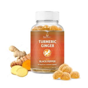 BeLive Turmeric Curcumin with Black Pepper &amp; Ginger - 500 mg of Turmeric and Ginger Supplement for Immune Support, Healthy Skin, and Mobility - Tropical Flavor | 60 Count