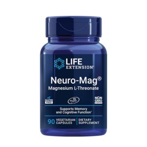 Life Extension Neuro-Mag Magnesium L-Threonate, Magnesium L-threonate, Memory Health, Quick Thinking, Cognitive Health Support, Vegetarian, Non-GMO, 90 Vegetarian Capsules
