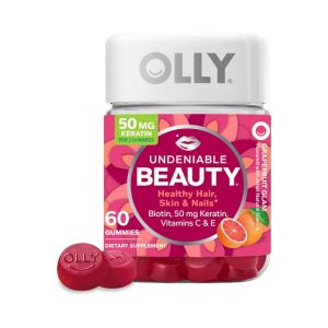 OLLY Undeniable Beauty Gummy, For Hair, Skin, Nails, Biotin, Vitamin C, Keratin, Chewable Supplement, Grapefruit, 30 Day Supply - 60 Count