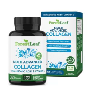 ForestLeaf Multi Collagen Pills - Collagen Men &amp; Collagen Women - Hydrolyzed Collagen Supplements with Vitamin C &amp; Hyaluronic Acid - Collagen Capsules for Hair, Skin &amp; Nails (240 Peptide Capsules)