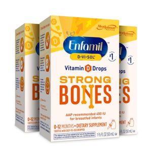 Enfamil Baby Vitamin D-Vi-Sol Vitamin D Liquid Supplement Drops for Infants, Supporting Strong Teeth &amp; bones in Newborn Babies, Easy-to-Use, Gluten-Free, 50 mL Dropper Bottle, Pack of 3