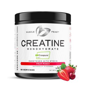 Muscle Feast Creapure Creatine Monohydrate Powder, Vegan Keto Friendly Gluten-Free Easy to Mix, Muscle Recovery Supplement, Creatine for Muscle Growth, Flavored Creatine, Natural Fruit Punch 300g