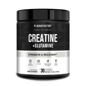 Jacked Factory Creatine Monohydrate + HMB - Creatine Dietary Sports Nutrition Bodybuilding Supplement for Men and Women - Muscle Growth, Increased Strength, Enhanced Energy - 30 Servings, Unflavoured