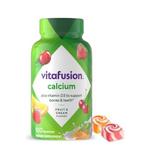 vitafusion Chewable Calcium Gummy Vitamins for Bone and Teeth Support, Calcium Gummies, Fruit and Cream Flavor, 100 Count, 50 Day Supply