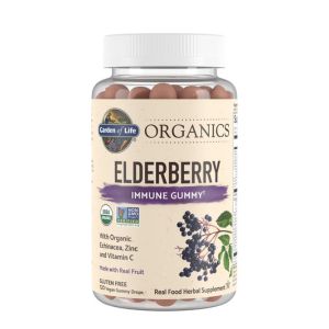Garden of Life Organics Elderberry Gummies for Adults &amp; Kids - Immune Support Supplement with Organic Fruit, Herbal Blend, Elderberry, Echinacea, Zinc, Vitamin C, 120 Vegan Gluten Free Gummies