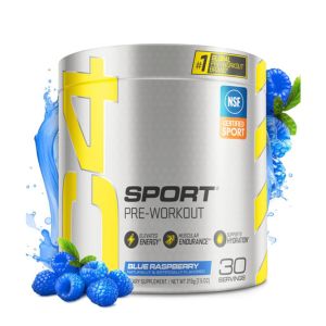 Cellucor C4 Sport Pre Workout Powder Blue Raspberry - Pre Workout Energy with Creatine + 135mg Caffeine and Beta-Alanine Performance Blend - NSF Certified for Sport 30 Servings