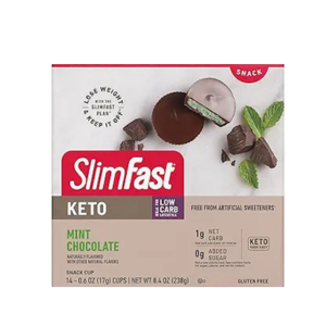 SlimFast Keto Fat Bomb Snack Cup, Mint Chocolate, Keto Snacks for Weight Loss, Low Carb with 0g Added Sugar, 14 Count Box (Packaging May Vary)