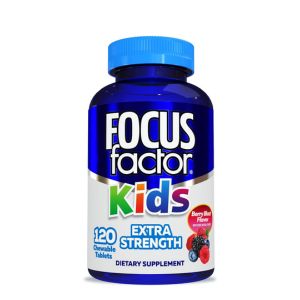 Focus Factor Kids Extra Strength Daily Chewable for Brain Health Support, 120 Count – Vitamins - Quality Formula – Gluten &amp; Dairy Free Supplements for Children – No Artificial Sweetener