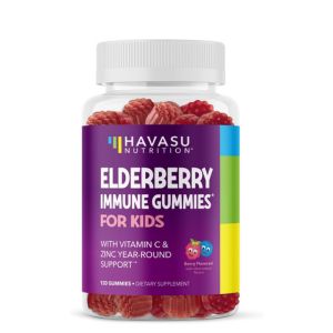 Elderberry Gummies for Kids with Zinc and Vitamin C - Immune Support Supplement for Children - 120 Count, Vegan, Berry Flavor - Convenient Daily Defense with Antioxidants and Essential Nutrients