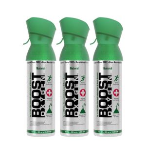 Boost Oxygen 5 Liter Natural Pure Canned Supplemental Oxygen Bottle with Built in Mouthpiece for High Altitudes and Recovery, Natural Flavor (3 Pack), Flavorless, 3.0 Count