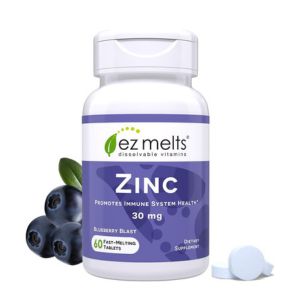 EZ Melts Dissolvable Zinc Supplement 30 mg, Sugar-Free, 2-Month Supply