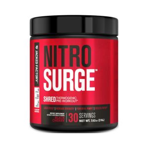 Jacked Factory NITROSURGE Shred Pre Workout Supplement - Energy Booster, Instant Strength Gains, Sharp Focus, Powerful Pumps - Nitric Oxide Booster &amp; PreWorkout Powder - 30Sv, Black Cherry