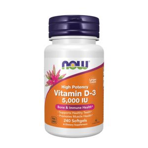 NOW Foods Supplements, Vitamin D-3 5,000 IU, High Potency, Structural Support*, 240 Softgel