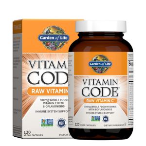Garden of Life - Vitamin Code Raw VitaminC - 120 Vegan Capsules, 500mg Whole Food VitaminC with Bioflavonoids, Fruits &amp; Veggies, Probiotics, Gluten Free Vitamin-C Supplements for Adults