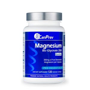 CanPrev Magnesium Bis-Glycinate Gentle 200mg, 120 V-Caps 120-Day Supply - Pure Elemental Magnesium Supplement, Supports Bone and Muscle Function, Gentle on Stomach, Perfect for Daily Magnesium Needs
