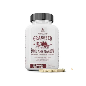 Ancestral Supplements Grass Fed Beef Bone and Marrow Supplement, 3000mg, Skin, Oral Health, and Joint Support Supplement, Promotes Whole-Body Wellness, Non GMO Whole Bone Extract, 180 Capsules