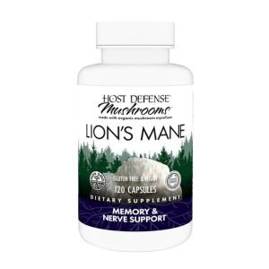 Host Defense Mushrooms Lion's Mane - Supplement Capsules for Brain Health Support - Mushroom Support for Focus &amp; Memory Function - Immune &amp; Nervous System Supplement - 120 Capsules (60 Servings)