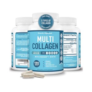 Premium Multi Collagen Peptides (Types I, II, II, V, X) - Collagen Pills for Skin Care, Hair Growth, Nails &amp; Joints - Vitamin C, Hyaluronic Acid, Biotin, Gluten Free - 120 Collagen Capsules