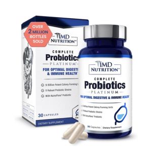 1MD Nutrition Complete Probiotics Platinum - w/Prebiotics and Probiotics for Digestive Health - Probiotic Supplement for Women &amp; Men - More Than 50 Billion Live CFU 11 Strains Dairy-Free - 30 Caps