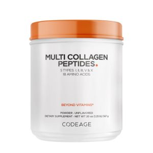 Codeage Multi Collagen Protein Powder Peptides, Hydrolyzed Collagen for Women &amp; Men, Collagen Supplements, Grass Fed Bone Broth, 2-Month Supply, Unflavored, Type 1, 2, 3, 5 &amp; 10, Non-GMO - 20 OZ