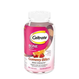 Caltrate Gummy Bites 500 mg Calcium and Vitamin D Supplement, Black Cherry, Strawberry, Orange - 100 Count