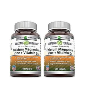 Amazing Formulas Calcium Magnesium Zinc with Vitamin D3 Supplement | Non-GMO | Gluten Free | Made in USA (300 Count | 2 Pack)