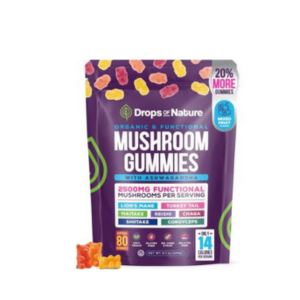 Ashwagandha Gummies and Lions Mane Mushroom Gummies Supplement - Organic - Reishi, Cordyceps, Turkey Tail, Maitake, Shitake, Chaga - Immune Defense, Boosts Cognitive Performance, Vegan, Low Carb