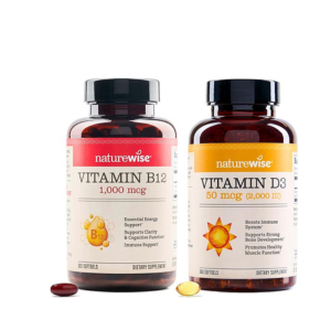 NatureWise Vitamin D3 2000iu 360 Count and Vitamin B12 1000mcg 60 Softgels for Energy, Immune Support and Healthy Muscle Function