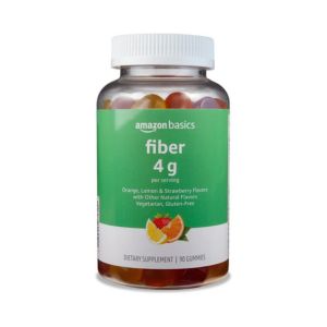 Amazon Basics Fiber Gummies for Digestive Health and Regularity, Orange, Lemon &amp; Strawberry Flavors, 90 Count, Pack of 1 (Previously Solimo)