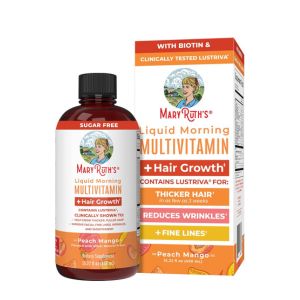 MaryRuth's Liquid Multivitamin + Hair Growth | Biotin 10000mcg | Lustriva Hair Growth Supplement | Clinically Tested in Women for Thicker Hair &amp; Facial Wrinkle | Skin Care | Ages 18+ | 15.22 Fl Oz