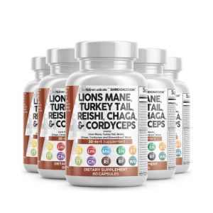 Clean Nutraceuticals Lions Mane 20in1 Mushroom Supplement with Turkey Tail Reishi Cordyceps Chaga Maitake Meshima Poria Cocos Shiitake Oyster Porcini Enoki (5)