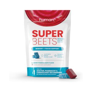 HumanN SuperBeets Brain Supplements for Memory and Focus Chews, Mental Alertness, Clinically Studied Nootropics, Resveratrol Supplement Plus Beet Root Powder, Blueberry Pomegranate Flavor, 30 Count