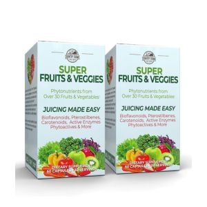 OUNTRY FARMS Super Fruits and Veggies Capsules, Whole Food Supplement, Powerful Antioxidant, Supports Energy, Immune Health, Boosts Digestive Health, 30 Organic Super Foods, 60 Servings, 2 Pack