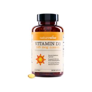NatureWise Vitamin D3 5000iu (125 mcg) 1 Year Supply for Immune Support, Healthy Muscle Function, and Bone Health - Non-GMO, Gluten Free in Organic Extra Virgin Olive Oil, (Mini Softgel), 360 Count
