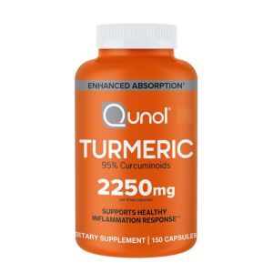Qunol Turmeric Curcumin with Black Pepper, 2250mg Turmeric Extract with 95% Curcuminoids, Extra Strength Turmeric Supplement, Enhanced Absorption, Joint Support Supplement, 150 Vegetarian Capsules