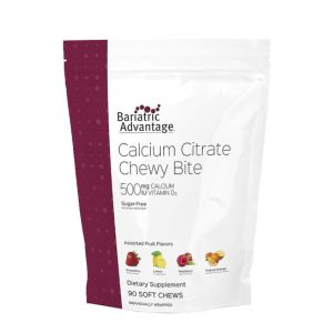 Bariatric Advantage Calcium Citrate Chewy Bites 500 mg - for Bariatric Surgery Patients - Vitamin D3 - Sugar-Free Chewable Calcium Supplement - Bariatric Chews - Assorted Fruit - 90 Count