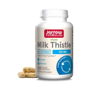 Jarrow Formulas Milk Thistle 150 mg With 30:1 Standardized Silymarin Extract, Dietary Supplement for Liver Function Support, 200 Veggie Capsules, 66-200 Day Supply
