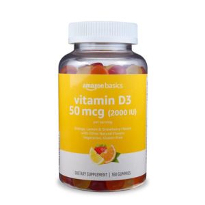 Amazon Basics Vitamin D3 2000 IU Gummies, Orange, Lemon &amp; Strawberry, 160 Count