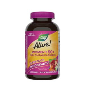Nature's Way Alive! Women’s 50+ Daily Gummy Multivitamins, Supports Multiple Body Systems*, Supports Healthy Heart, Brain &amp; Bones,* B-Vitamins, Mixed Berry Flavored, 130 Gummies (Packaging May Vary)