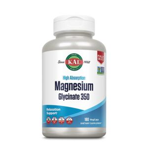 KAL Magnesium Glycinate Capsules, Fully Chelated Magnesium Bisglycinate, High Absorption Magnesium Supplement, Healthy Bones, Muscle, Relaxation and Stress Support, Non-GMO 160 count