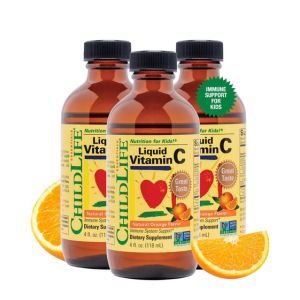 CHILDLIFE ESSENTIALS Liquid Vitamin C - Pure Vitamin C Liquid, Vitamin C for Kids, Liquid Supplement, Immune System Support, Great Taste - Natural Orange, 4 Fl Oz (Pack of 3)