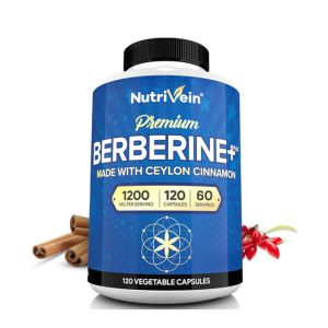 Nutrivein Premium Berberine HCL 1200 mg with Ceylon Cinnamon - 120 Capsules: High-Absorption Berberine Supplement for Defenses, Digestion, &amp; Metabolism