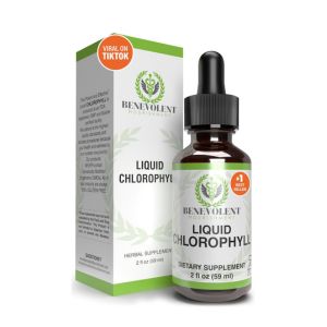 Benevolent Chlorophyll Liquid Drops – Organic Detox &amp; Immune Support, Internal Deodorizer &amp; Skin Health Supplement, Non-GMO, 4 Month Supply, Natural Mint Flavor