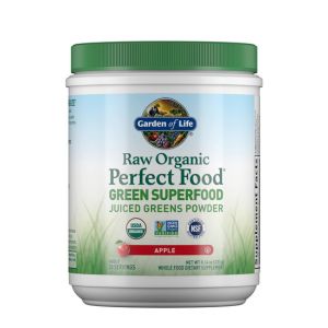 Garden of Life Raw Organic Perfect Food Green Superfood Juiced Greens Powder - Apple Flavor, 30 Servings - Vegan Gluten Free Whole Food Dietary Supplement, Greens Plus Probiotics &amp; Enzymes