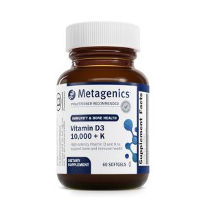 Metagenics Vitamin D3 + K - for Immune Support, Bone Health &amp; Heart Health* - Vitamin D with MK-7 (Vitamin K2) - Non-GMO - Gluten-Free - 60 Softgels - 10,000 IU