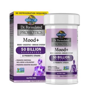 Garden of Life Probiotics Mood+ Dr Formulated Acidophilus Probiotic Supplement - Promotes Emotional Well-Being, Relaxation and Digestive Balance - Ashwagandha for Stress Management, 60 Veggie Caps