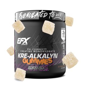 EFX Sports Kre-Alkalyn EFX Creatine Monohydrate Gummies | pH Correct Creatine Monohydrate Pill Supplement | Strength, Muscle Growth &amp; Performance | 60 Servings, 120 Gummies - Citrus Blast