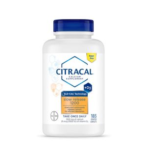 Citracal Slow Release 1200, 1200 mg Calcium Citrate with Vitamin D (1000 IU), Vitamin D3, Bone Health Support, Calcium Supplement for Ages 12+, 185 Count