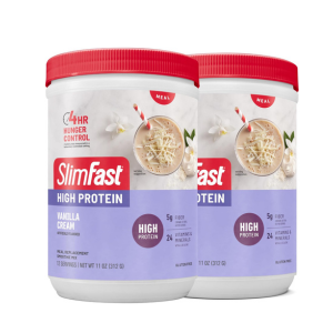SlimFast Advanced Nutrition High Protein Meal Replacement Smoothie Mix, Vanilla Cream, Weight Loss Powder, 20g of Protein, 12 Servings (Pack of 2) (Packaging May Vary)